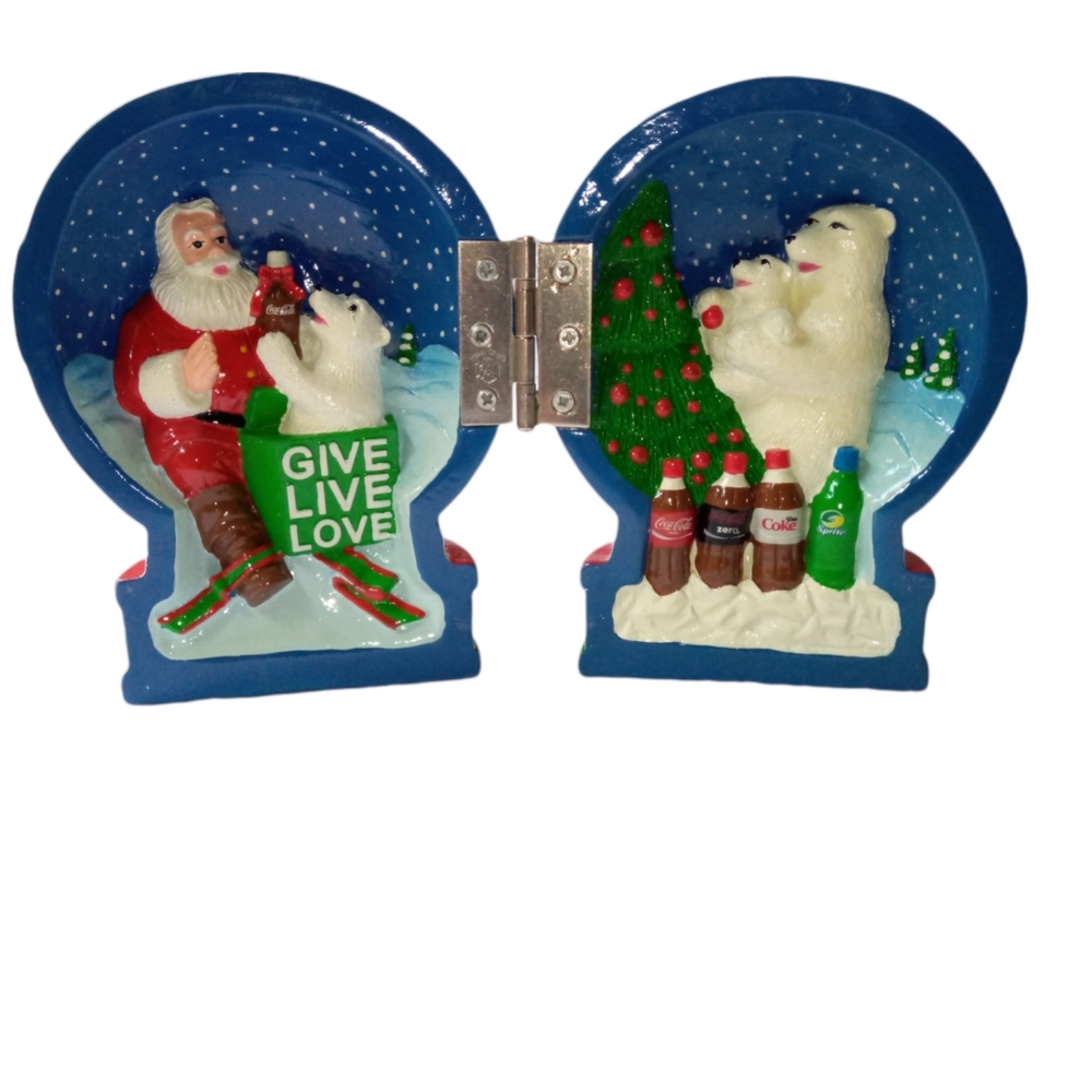 NEW 2007 Coca Cola Holiday Hinged Globe Santa Bear Coke Bottle Snow Christmas 🎄